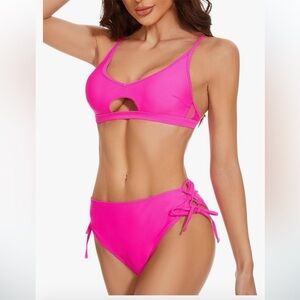 NWT Bikini Hollow Trapezoidal Adjustable Strap Bathing Suit
